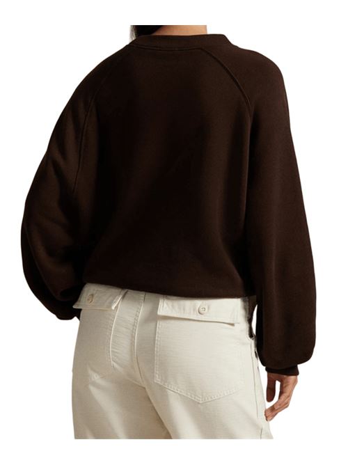 Felpa da donna in misto cotone, girocollo con stampa BEAR sul davanti, colore marrone POLO RALPH LAUREN | 211A87105001